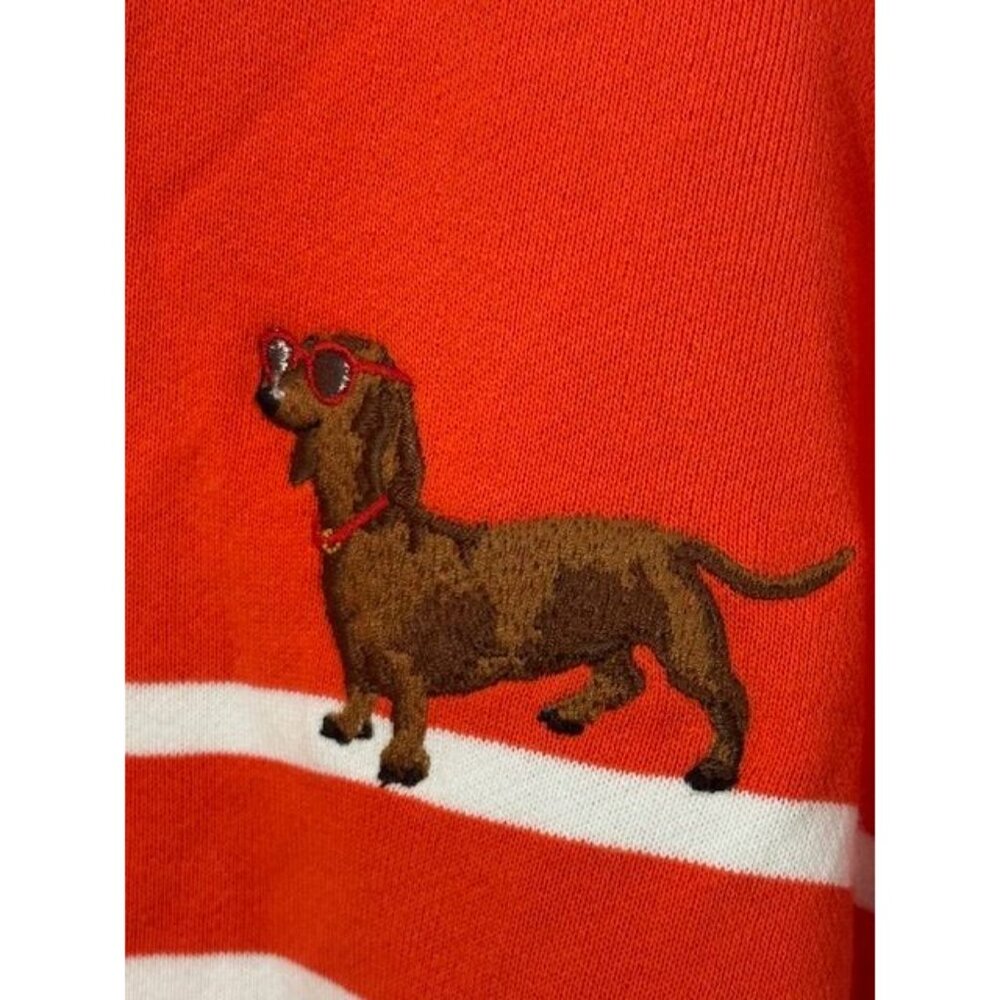 NWT Womens Joules Red & White Striped Zip-Up Hoodie w/Dachshund Embroidery - Picture 7 of 16